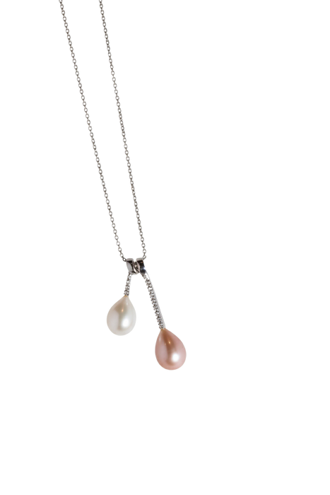 Girocollo in oro 18 Kt con perle e diamanti